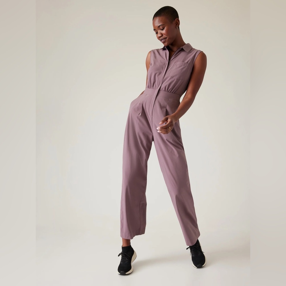 Athleta | Brooklyn Heights Wide Leg‎ Jumpsuit in Damask Mauve Size 16